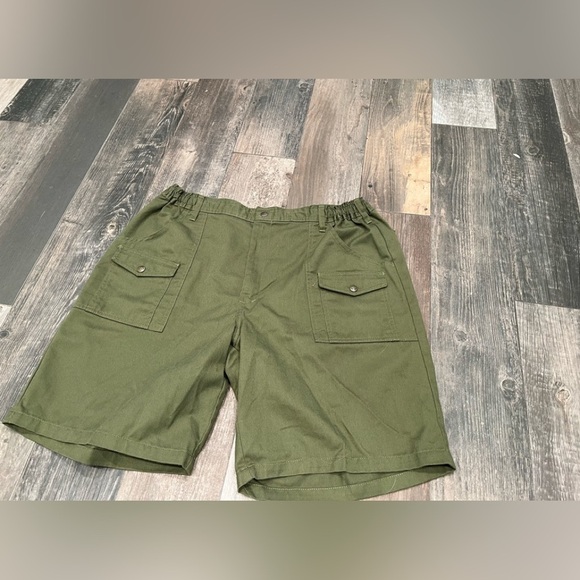 Vintage Boy Scouts of America Shorts Adult 40 Olive Green Snap Pockets Canvas - Picture 1 of 7